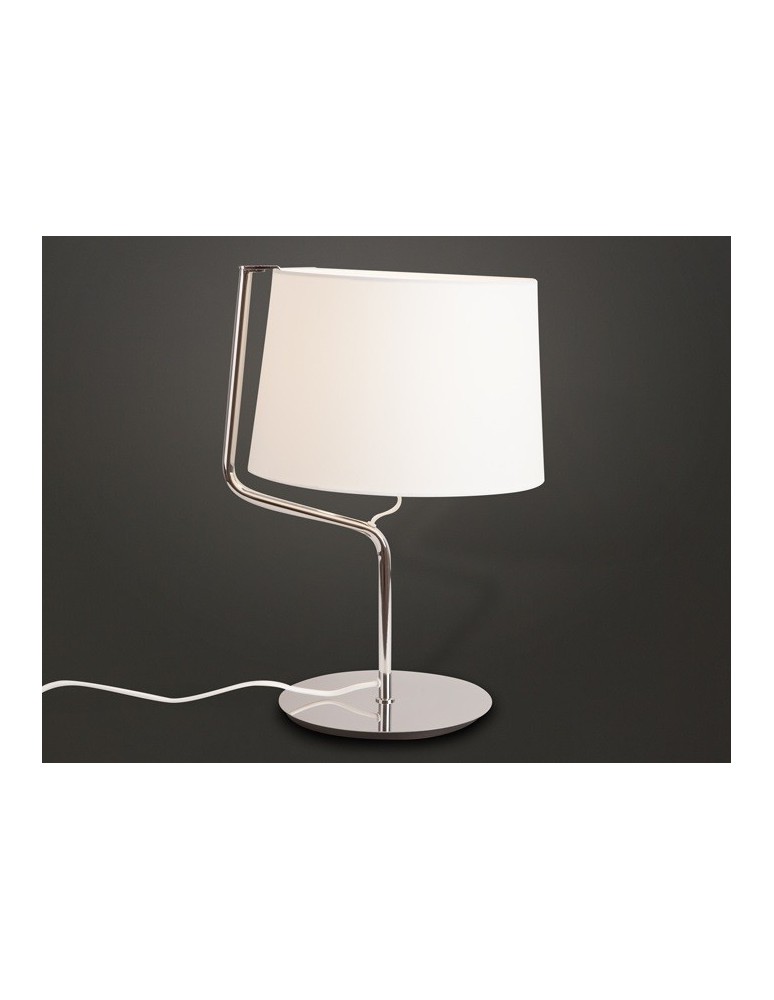Maxlight Lampa Stołowa Chicago Chrom + Biały Abażur T0030
