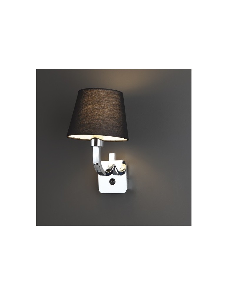 Kinkiety z abażurem - Maxlight Kinkiet Denver Chrom + Czarny Abażur W0190 - produkt kolory-swiatla.pl 1