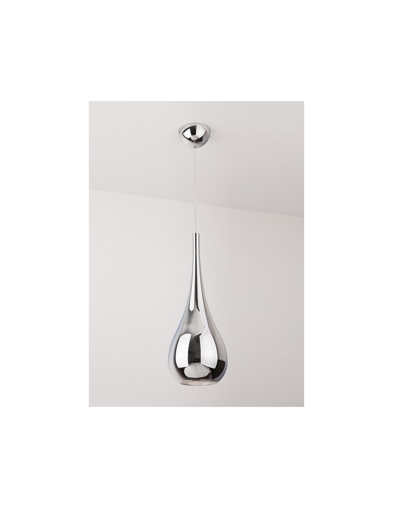 Lampy wiszące pojedyncze - Maxlight Drop Wisząca Chrom 20cm 1xE27 P0230 - produkt kolory-swiatla.pl 2