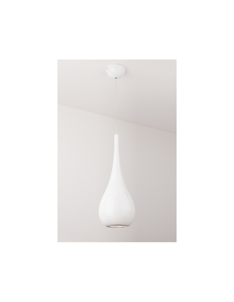 Lampy wiszące pojedyncze - Maxlight Drop Wisząca Biały 20cm 1xE27 P0235 - produkt kolory-swiatla.pl 1