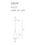 Lampy wiszące pojedyncze - Maxlight Drop Wisząca Biały 20cm 1xE27 P0235 - produkt 3