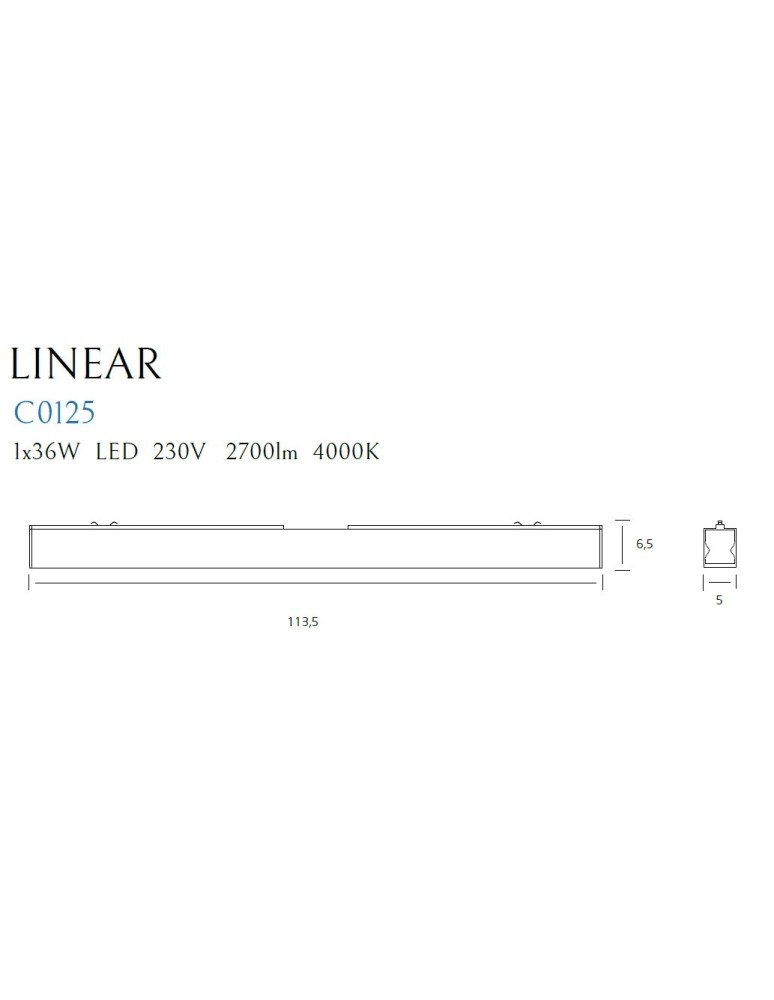 Lampy natynkowe belki - Maxlight Lampa Sufitowa Linear White 36W 4000K C0125 - produkt kolory-swiatla.pl 4