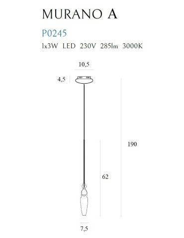 Maxlight Lampa Wisząca Murano A P0245 - produkt 2