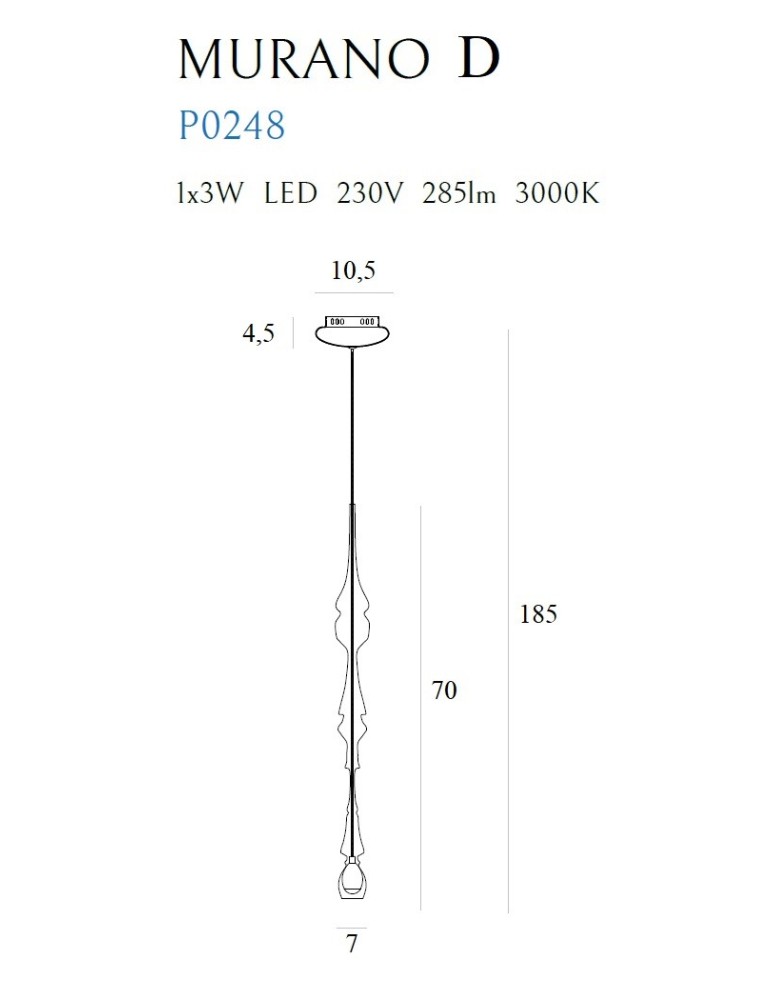 Lampy wiszące designerskie - Maxlight Lampa Wisząca Murano D P0248 - product kolory-swiatla.pl 3
