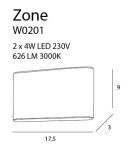 Kinkiety minimalistyczne - Maxlight Kinkiet Zone Duży IP44 W0201 - produkt 4