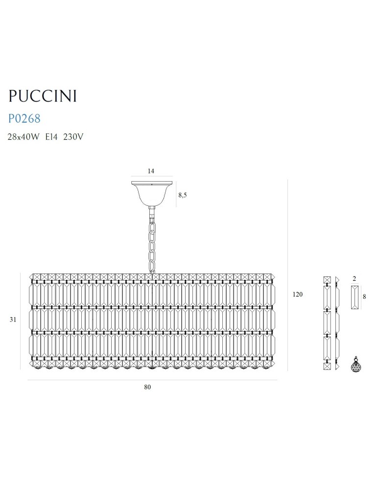 Maxlight Lampa Wisząca Puccini 80cm P0268
