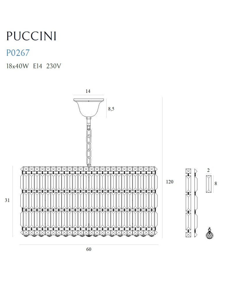Lampy wiszące glamour - Maxlight Lampa Wisząca Puccini 60cm P0267 - produkt kolory-swiatla.pl 5