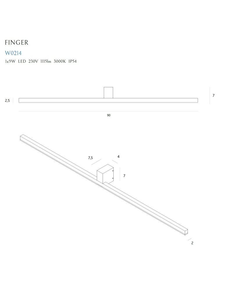 Maxlight Kinkiet Finger 90 cm Biały IP54 W0214