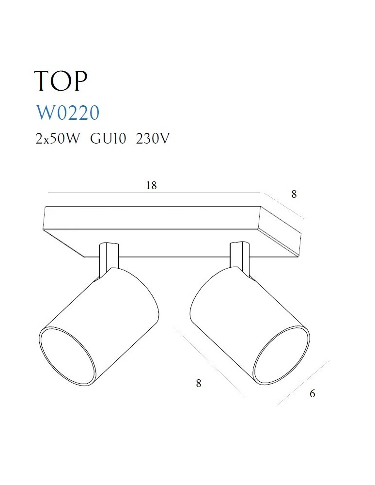 Kinkiety podwójne - Maxlight Kinkiet Top2 Biały W0220 - product kolory-swiatla.pl 2