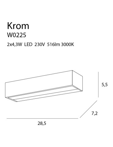Maxlight Kinkiet Krom LED Mały W0225 - produkt 2