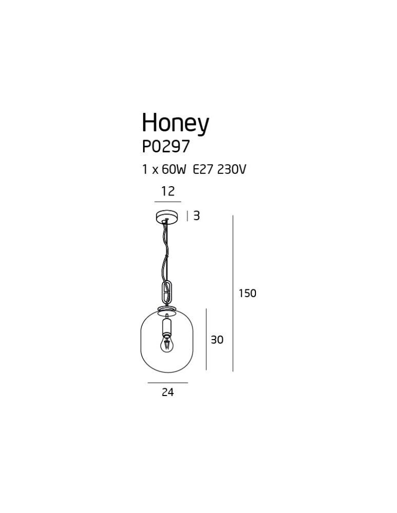 Lampy wiszące szklane - Maxlight Lampa Wisząca Honey Amber P0297 - produkt kolory-swiatla.pl 3