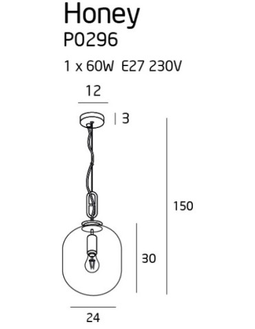 Maxlight Lampa Wisząca Honey Smoky P0296 - produkt 2