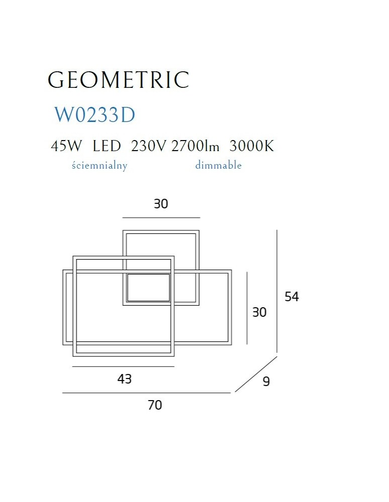 Maxlight Kinkiet LED Geometric Czarny - Nowy Ściemnialny W0233D