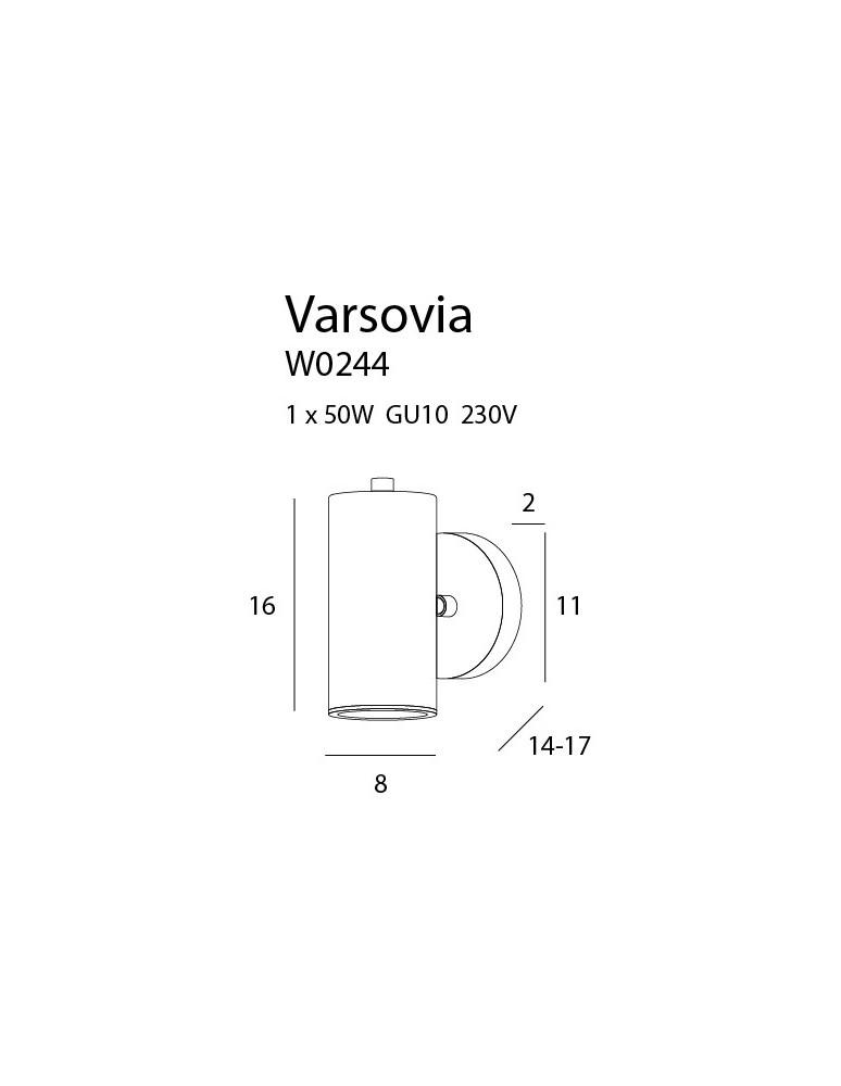 Kinkiety tuby - Maxlight Kinkiet Varsovia Krótki W0244 - product kolory-swiatla.pl 2