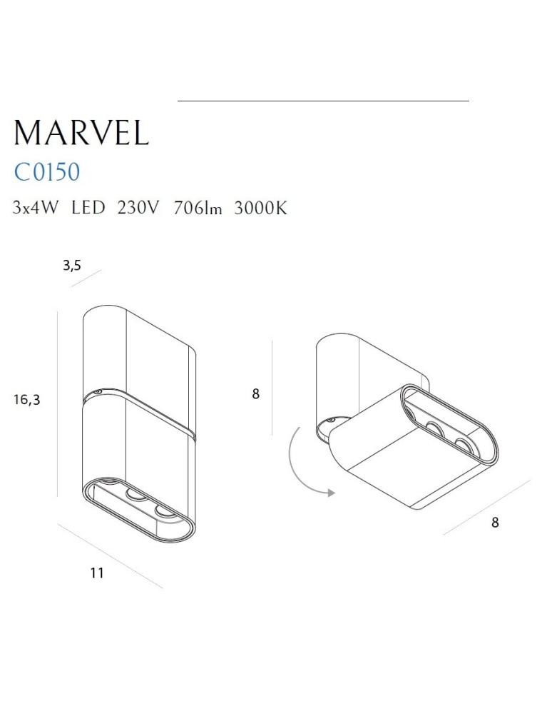 Maxlight Lampa Sufitowa Marvel Czarny C0150