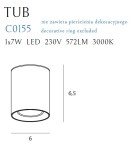 Oprawy sufitowe LEDowe - Maxlight Lampa Sufitowa Tub Okrągły Biały+ Pierścień Ozdobny Biały RC0155/C0156 White C0155 - product 7