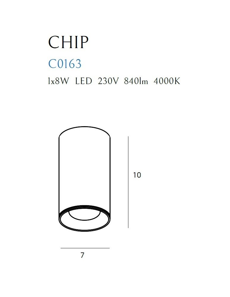 Maxlight Lampa Sufitowa Chip Czarny 4000K 8W C0163