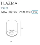 Oprawy sufitowe hermetyczne - Maxlight Plazma Plafon Czarny IP54 C0151 - product 3