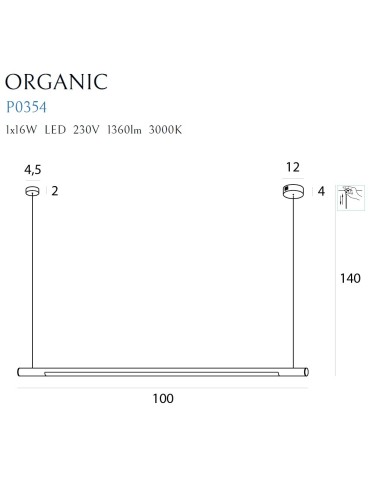Maxlight Lampa Wisząca Organic Horizon 100cm Czarna P0354 - produkt 2