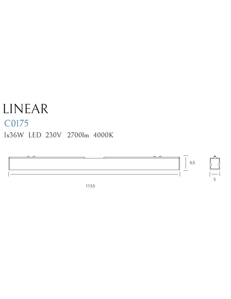Lampy sufitowe LED - Maxlight Lampa Sufitowa Linear Black 36W 4000K C0175 - produkt kolory-swiatla.pl 4