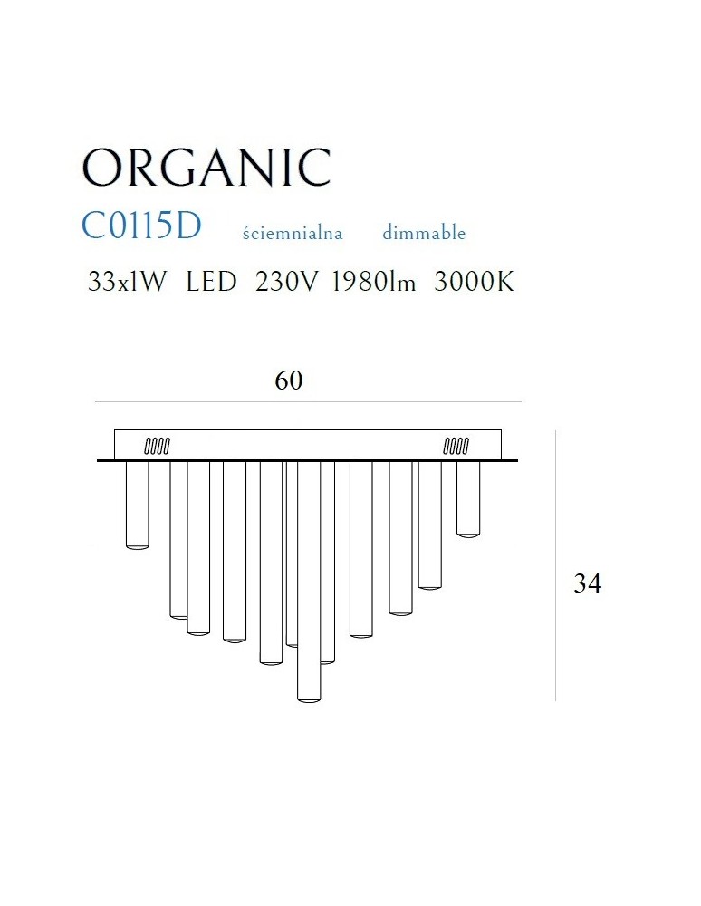 Maxlight Plafon Organic 33X1 Chrom Ściemnialny C0115D