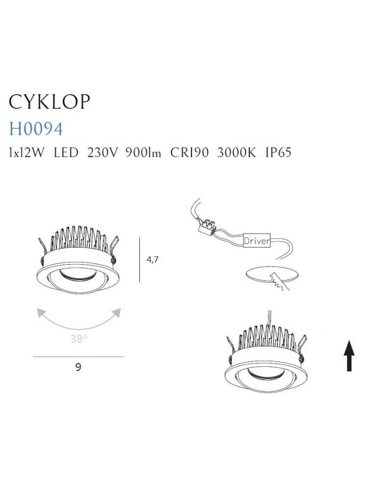 Lampy podtynkowe - oczka - Maxlight Oprawa Wpustowa Cyklop Biała 3000K IP65 H0094 - produkt kolory-swiatla.pl 4