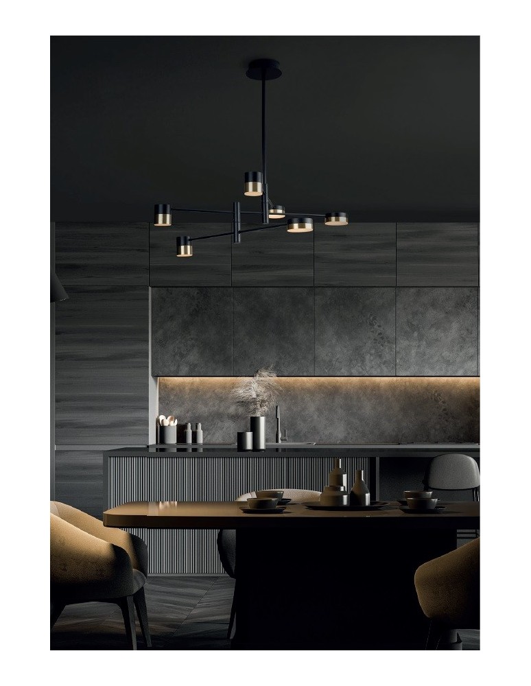 Maxlight Lampa Wisząca Puma LED 6X 7W Czarny/Złoty P0405