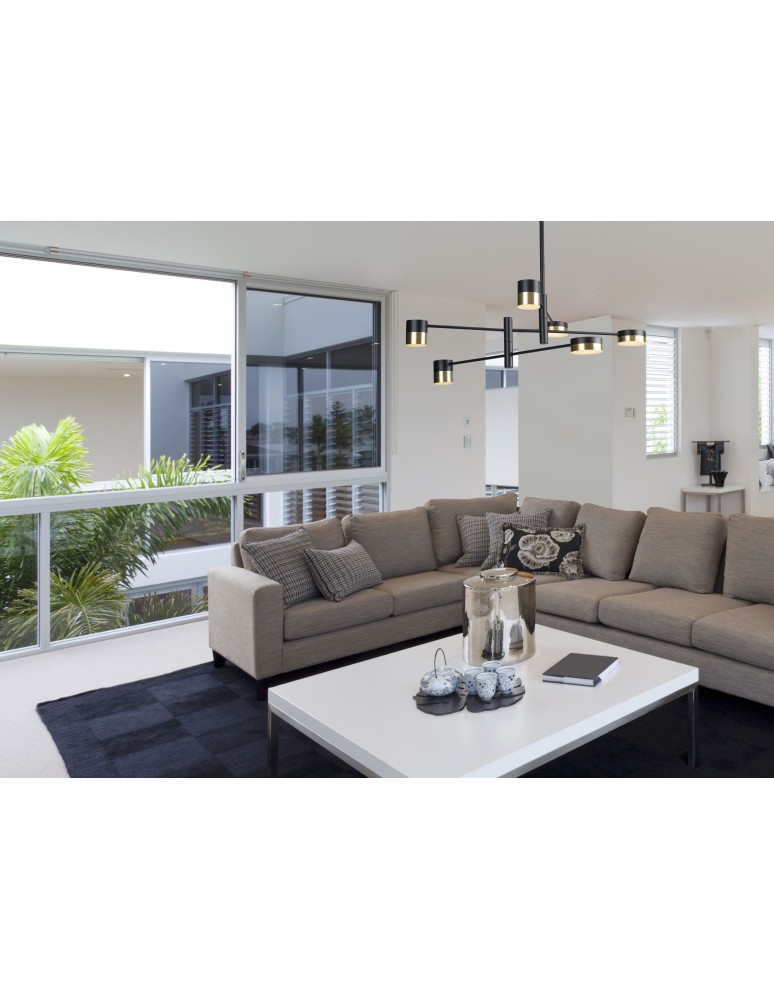 Maxlight Lampa Wisząca Puma LED 6X 7W Czarny/Złoty P0405