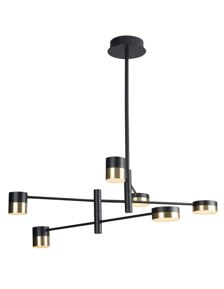 Lampy wiszące LED - Maxlight Lampa Wisząca Puma LED 6X 7W Czarny/Złoty P0405 - produkt kolory-swiatla.pl 1