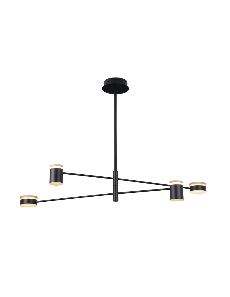 Lampy wiszące LED - Maxlight Lampa Wisząca Puma LED 4X 7W Czarny/Drewno P0406 - produkt kolory-swiatla.pl 1