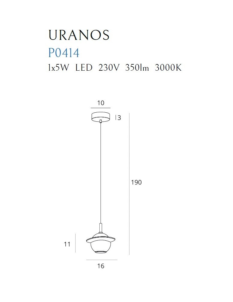 Maxlight Lampa Wisząca Uranos Czarny P0414