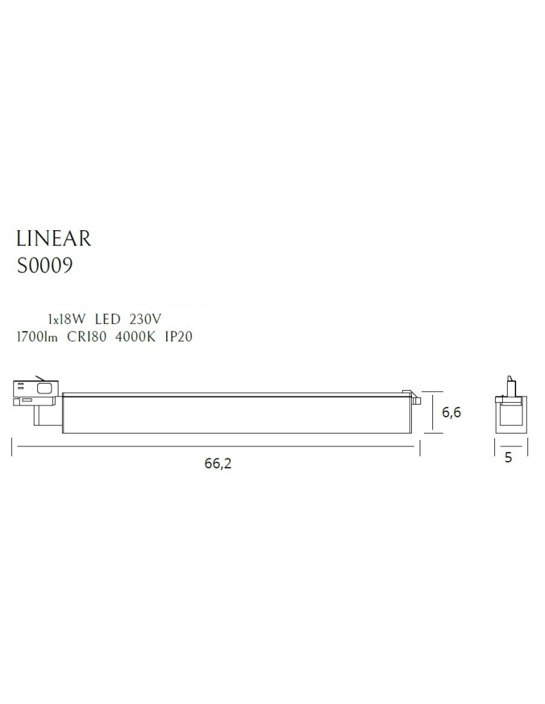 Maxlight Lampa Do Szynoprzewodu Linear Track White 18W 4000K S0009
