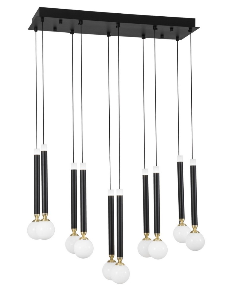 Lampy wiszące LED - Luces Exclusivas UNION Wisząca LED 50W 2400lm 3000K czarny/mosiądz/opal LE41812 - produkt kolory-swiatla.pl 1