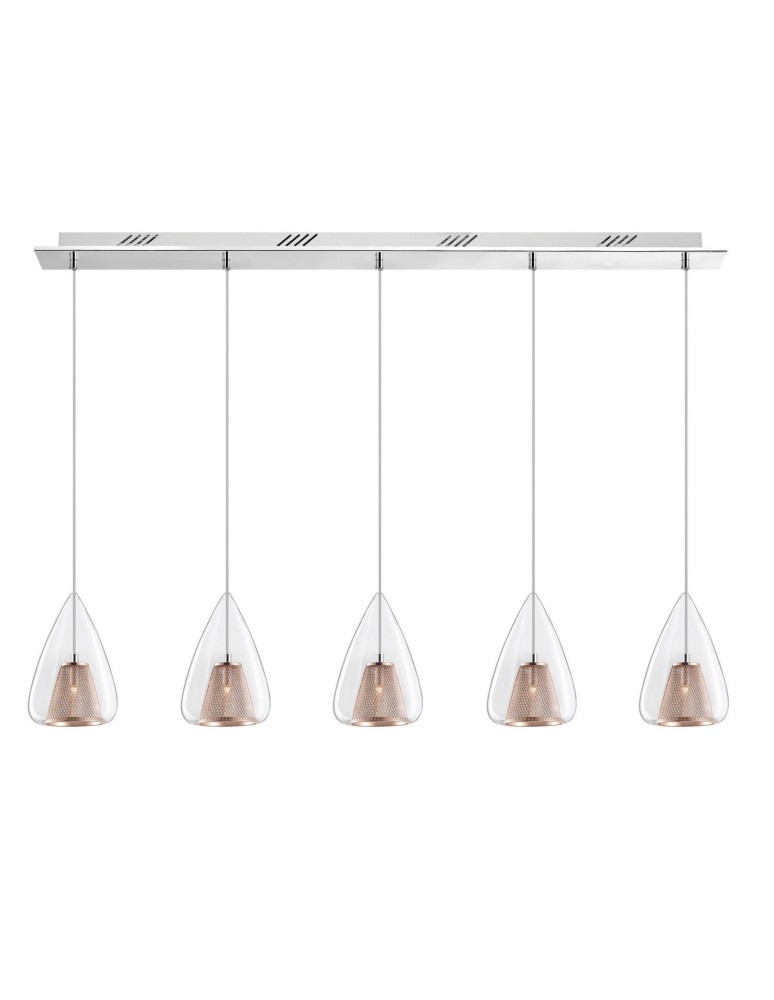 Lampy wiszące na listwie - Luces Exclusivas YUMBO Wisząca 5xG9 LED miedziany LE41840 - produkt kolory-swiatla.pl 1