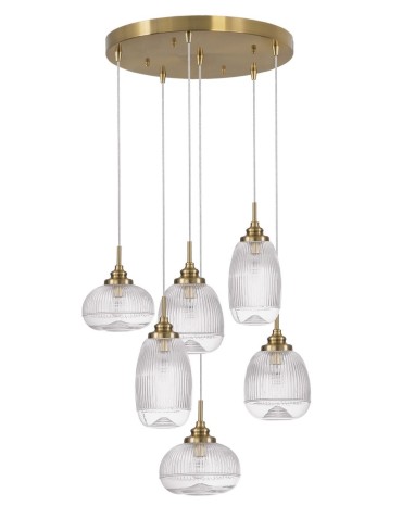 Luces Exclusivas AHIGAL Wisząca 6xE14 LED satynowe złoto LE41848