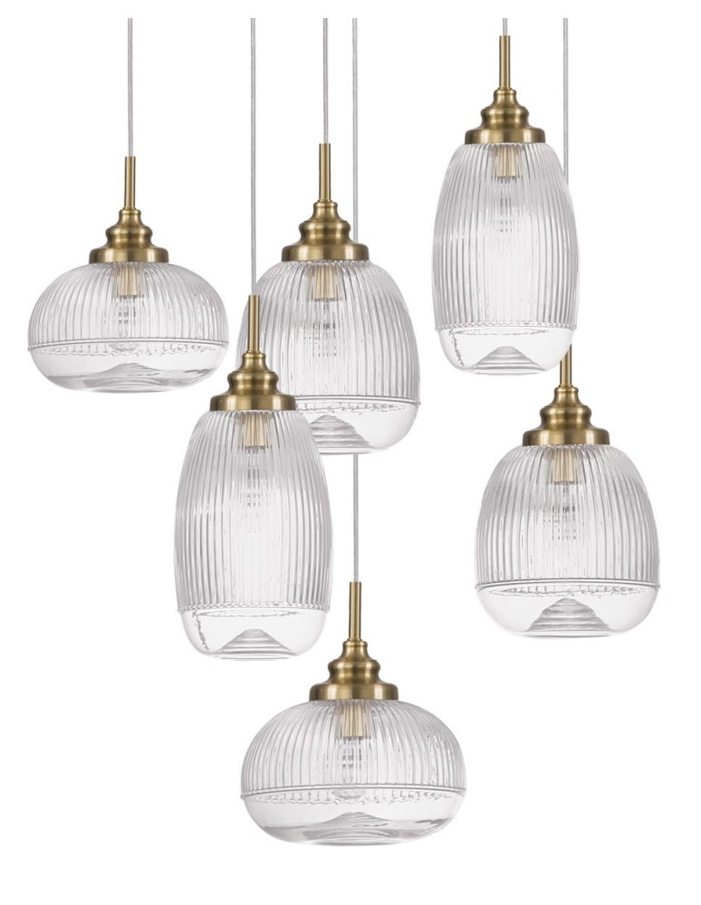 Lampy wiszące - Luces Exclusivas AHIGAL Wisząca 6xE14 LED satynowe złoto LE41848 - produkt kolory-swiatla.pl 2