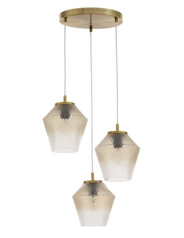 Luces Exclusivas BERRIO Wisząca 3xE27 LED mosiądz/koniakowy LE41898