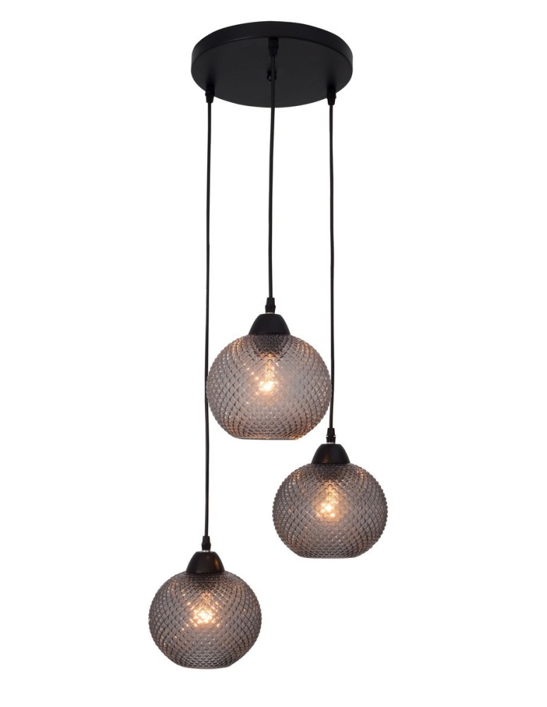 Lampy wiszące potrójne - Luces Exclusivas BUENOS Wisząca 3xE27 LED szary/czarny LE41914 - produkt kolory-swiatla.pl 1