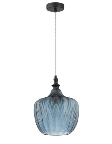 Luces Exclusivas BURGOS Wisząca 1xE27 LED niebieski/czarny mat LE41917