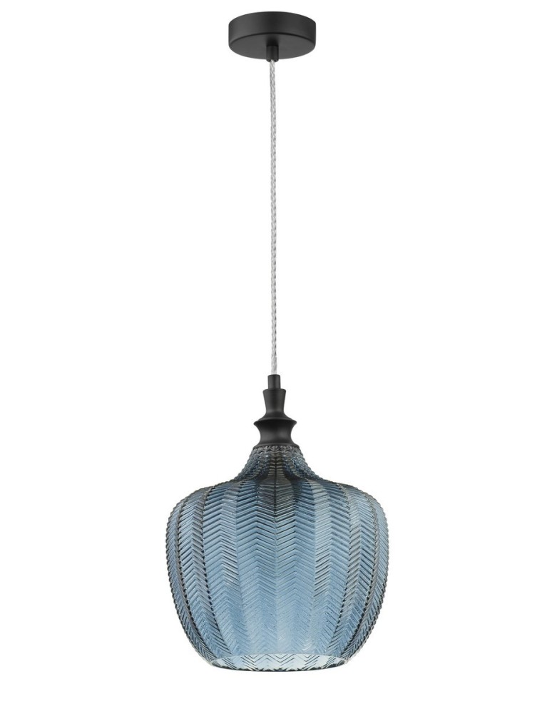 Lampy wiszące niebieskie - Luces Exclusivas BURGOS Wisząca 1xE27 LED niebieski/czarny mat LE41917 - produkt kolory-swiatla.pl 1
