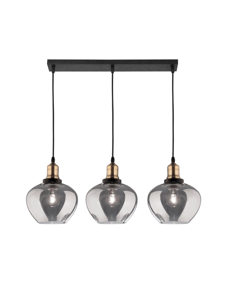 Lampy wiszące potrójne - Luces Exclusivas CALDAS Wisząca 3xE27 LED czarny/dymiony LE41927 - produkt kolory-swiatla.pl 1