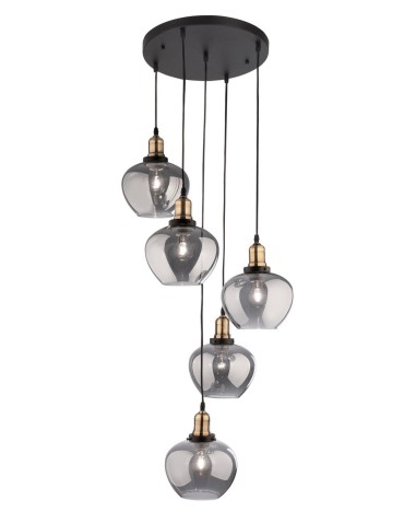 Luces Exclusivas CALDAS Wisząca 5xE27 LED czarny/dymiony LE41928