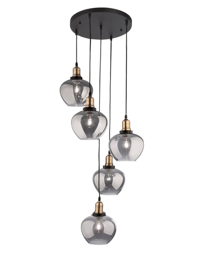 Lampy wiszące - Luces Exclusivas CALDAS Wisząca 5xE27 LED czarny/dymiony LE41928 - produkt kolory-swiatla.pl 1