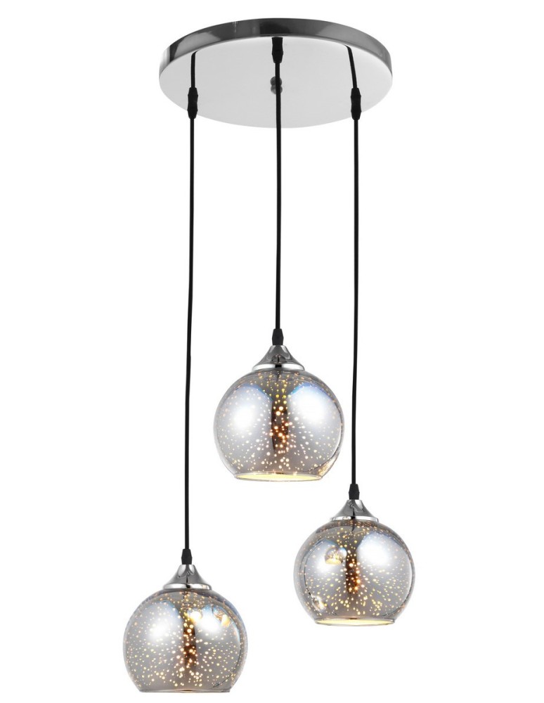 Lampy wiszące potrójne - Luces Exclusivas CERETE Wisząca 3xE27 LED chrom LE41964 - produkt kolory-swiatla.pl 1