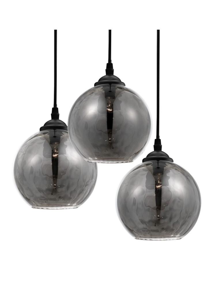 Lampy wiszące potrójne - Luces Exclusivas COLINA Wisząca 3xE27 LED czarny/dymiony LE41972 - produkt kolory-swiatla.pl 2
