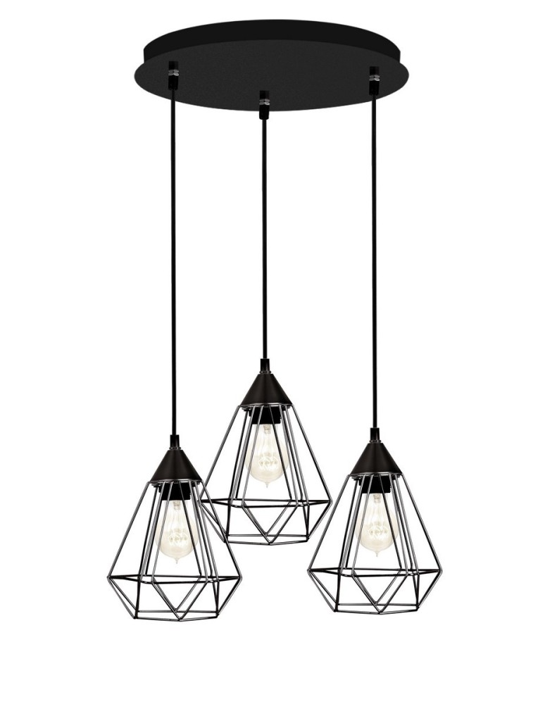 Lampy wiszące potrójne - Luces Exclusivas SERENA Wisząca 3xE27 LED czarny LE42164 - produkt kolory-swiatla.pl 1