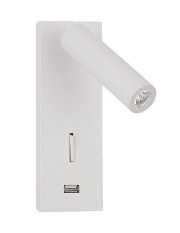Luces Exclusivas ZARZAL USB Ścienna LED 3W 210lm 3000K biały LE42224