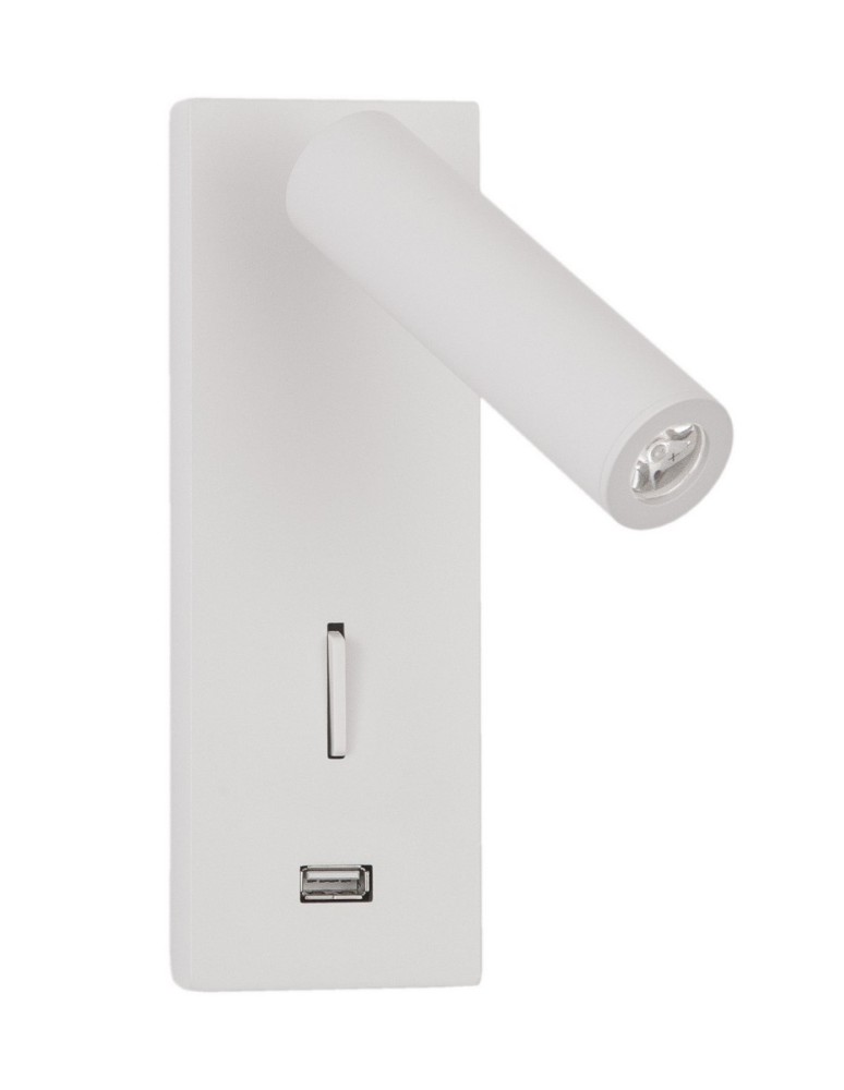 Kinkiety do czytania - Luces Exclusivas ZARZAL USB Ścienna LED 3W 210lm 3000K biały LE42224 - produkt kolory-swiatla.pl 1