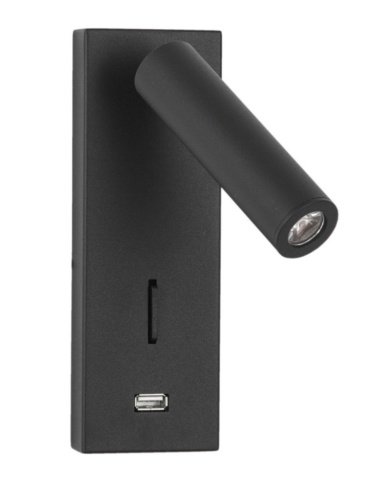 Kinkiety do czytania - Luces Exclusivas ZARZAL USB Ścienna LED 3W 210lm 3000K czarny LE42225 - produkt kolory-swiatla.pl 1
