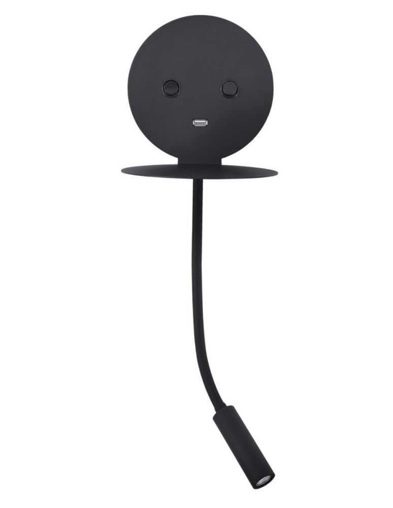 Kinkiety do czytania - Luces Exclusivas ACACIAS USB Ścienna LED 6W+3W 520lm 3000K czarny LE42227 - produkt kolory-swiatla.pl 1